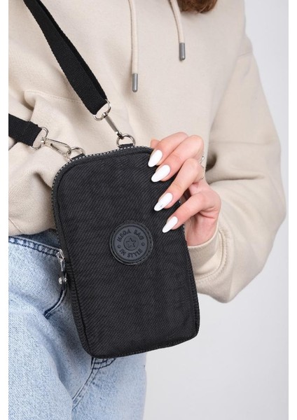 Klinkır Kumaş Mini Çapraz Askılı Kadın Cep Telefonu Çantası Mini Cüzdan Çanta 20*10 cm Su Itici