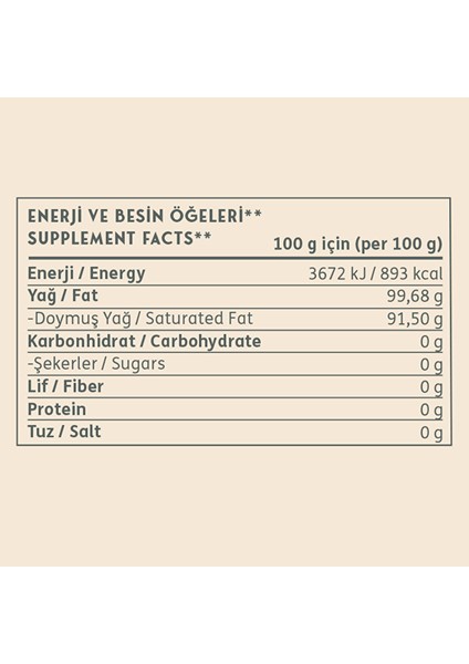 Hindistan Cevizi Yağı (Coconut Oil Organic) 150 mL