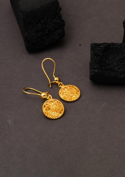 Telkari Işlemeli Sallanan 14 Ayar Küpe Altın fırsatları