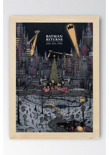 Batman Çerçeveli Tablo - Batman Returns Eski Film Afişi Poster Tablo
