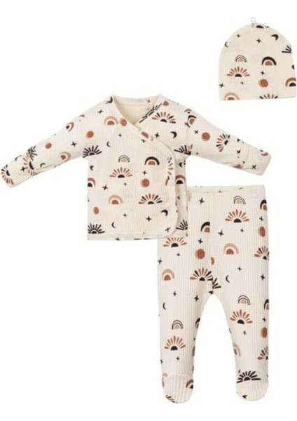 Erkek Bebek Güneşli Üçlü Set Beyaz