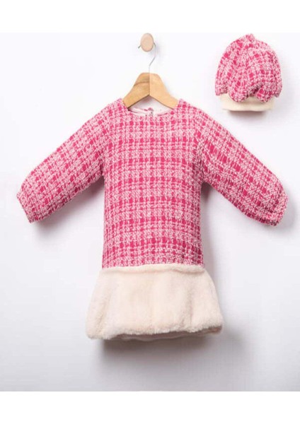 Kız Bebek Paris Şapkalı Çoraplı Elbise Pembe