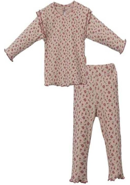 Kız Bebek Çiçek Desenli Taytlı Takım Pembe