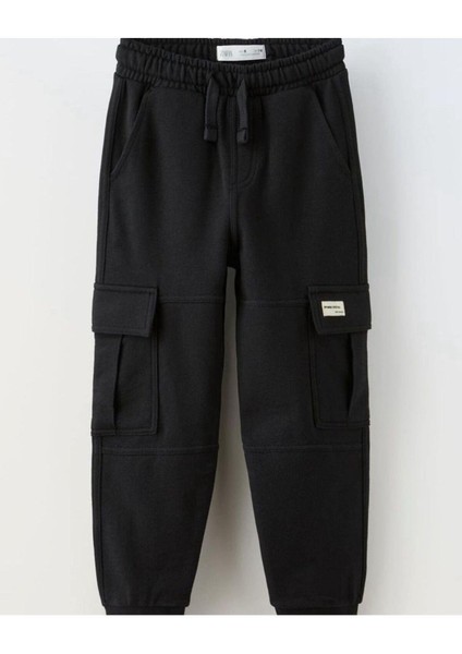Yeni Sezon Erkek Çocuk Kargo Cep Eşofman Altı Siyah