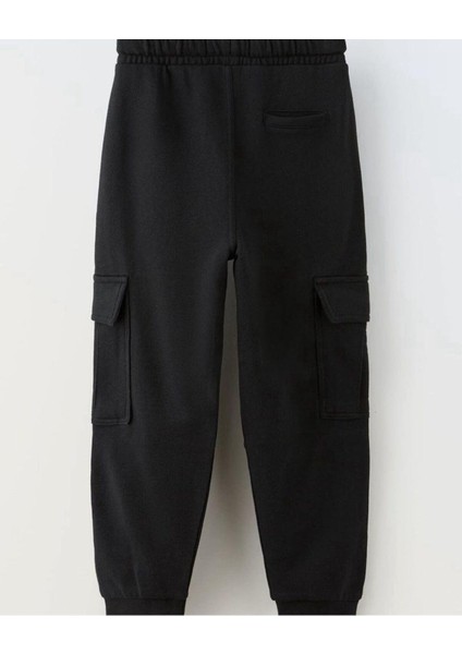 Yeni Sezon Erkek Çocuk Kargo Cep Eşofman Altı Siyah modelleri
