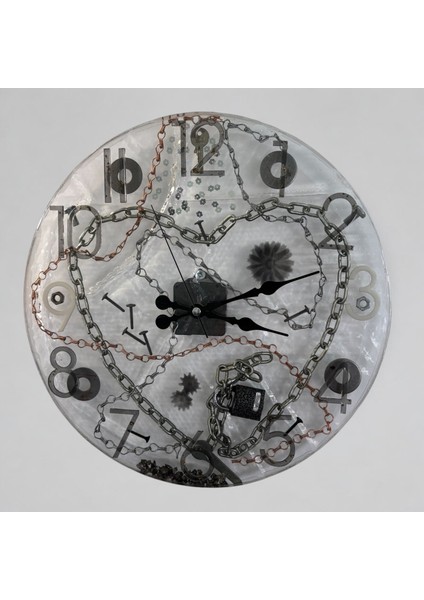 Epoksi Reçine Duvar Saati - Kalbimin Anahtarı