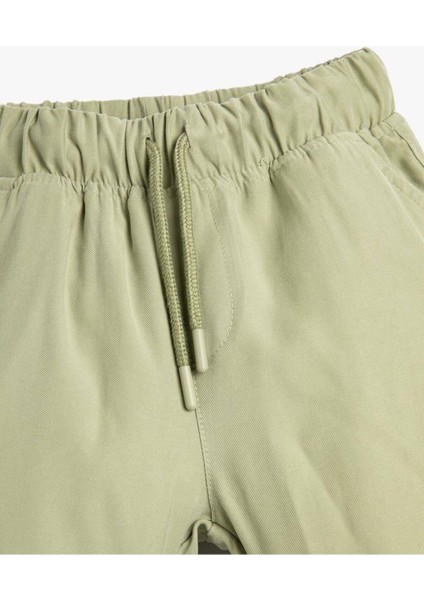 Erkek Çocuk Dokuma Paçası Lastikli Pantolon Yeşil