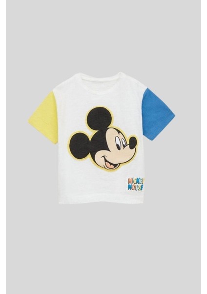 Yeni Sezon Erkek Çocuk Çok Renkli Mickey Mouse Baskılı Yazlık Alt-Üst Şortlu Takım Çok Renkli
