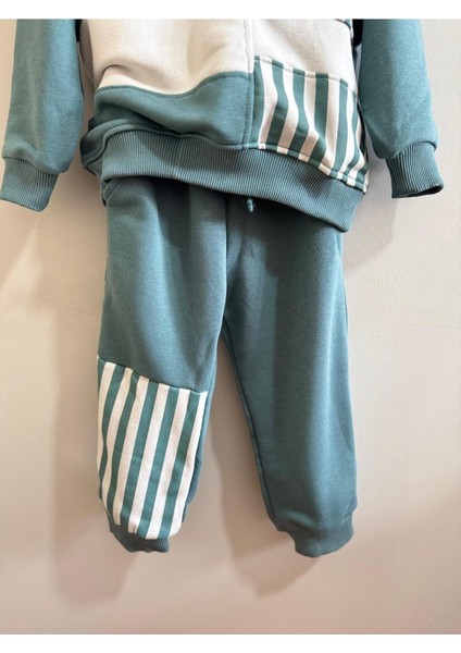 Erkek Çocuk Çizgili Sweatshirt-Eşofman Alt Takım Yeşil fiyatları