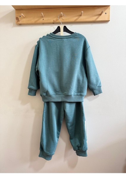 Erkek Çocuk Çizgili Sweatshirt-Eşofman Alt Takım Yeşil fırsatları