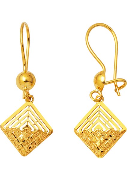 Kare Modern Tasarım Sallanan 22 Ayar Küpe