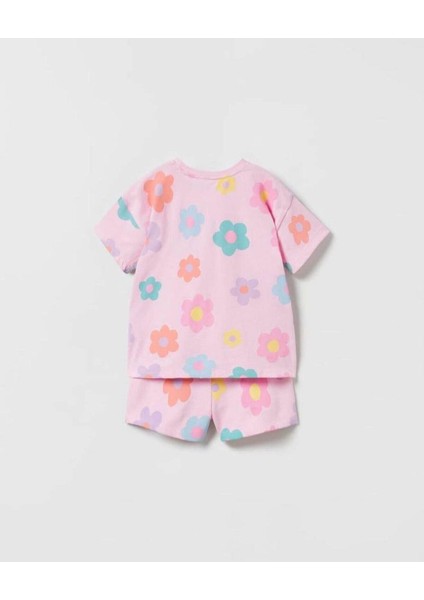 Pembe Çiçekli Tshirt Şort Takım Pembe fiyatları