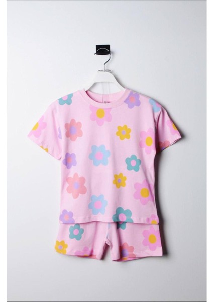 Pembe Çiçekli Tshirt Şort Takım Pembe indirimleri