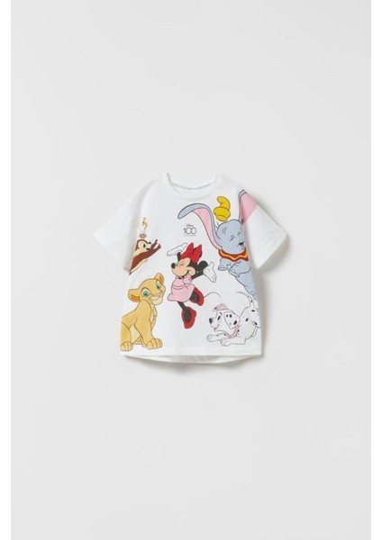 Disney Karakter Baskılı T-Shirt ve Tayt Kız Çocuk Alt Üst Takım Beyaz fırsatları