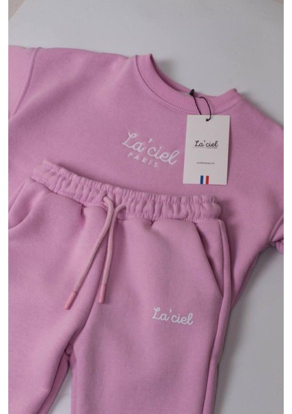 Kız Çocuk Ayıcıklı 3 Iplik Şardonsuz Alt-Üst Sweatshirt-Eşofman Takım Pembe modelleri