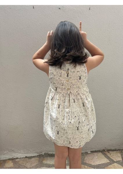 Elbise Tavşan Desenli Beyaz fiyatları