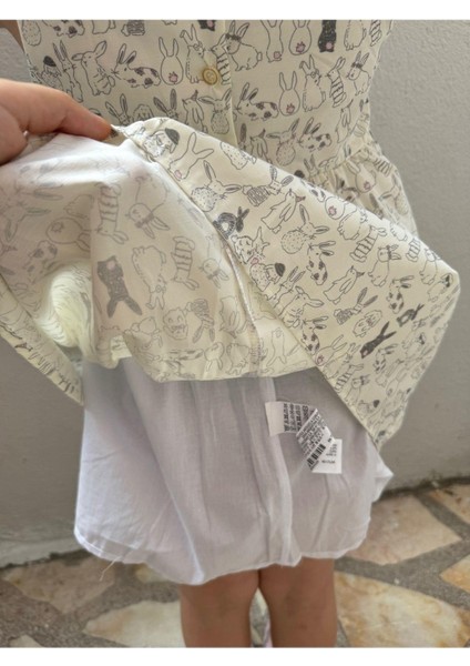 Elbise Tavşan Desenli Beyaz modelleri