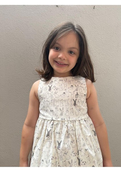 Elbise Tavşan Desenli Beyaz fırsatları