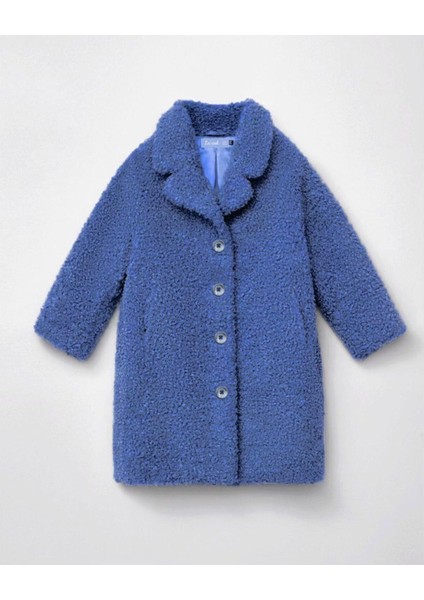 Kız Çocuk Peluş Teddy Kumaş Mont Lacivert modelleri