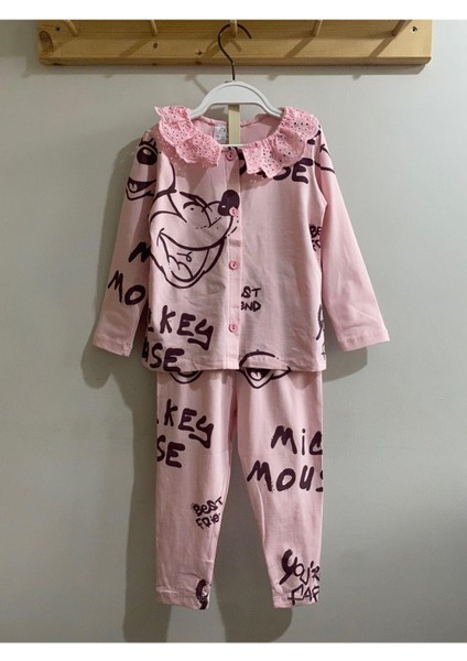Kız Çocuk Mıckey Mouse Pijama Takımı Pembe