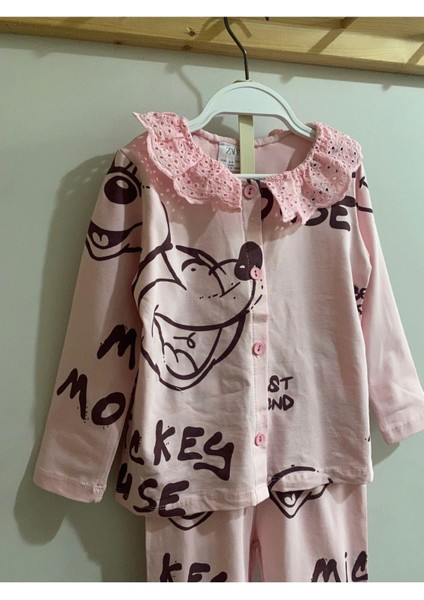 Kız Çocuk Mıckey Mouse Pijama Takımı Pembe