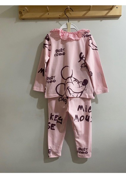 Kız Çocuk Mıckey Mouse Pijama Takımı Pembe
