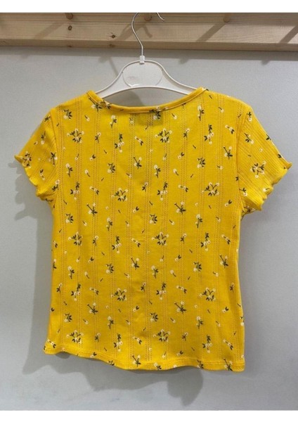 T-Shirt Çicekli Sarı