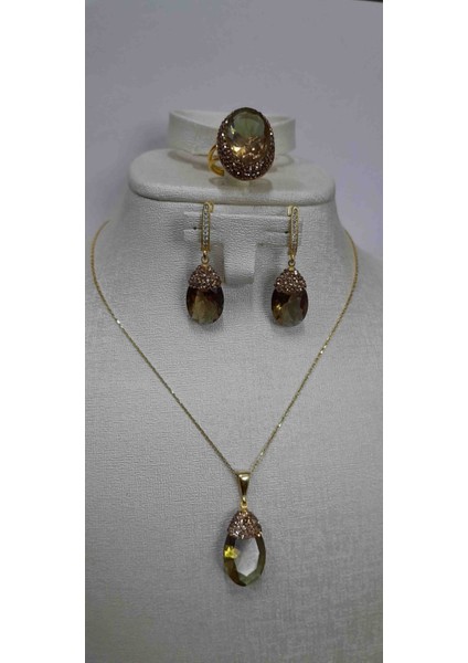 925 Ayar Gümüş El Işçilikli Oval Zultanit Taşlı Set