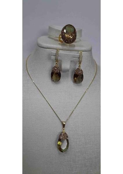 925 Ayar Gümüş El Işçilikli Oval Zultanit Taşlı Set