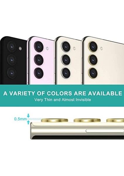 Galaxy S23 İçin Kamera Lens Koruyucuları Metal Gold Renk Temperli Cam Çizilmez Bağımsız Kamera Koruyucu modelleri