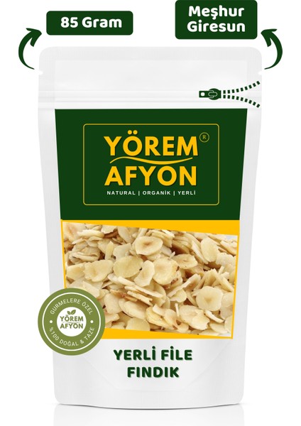 Yörem Afyon Meşhur Giresun Diyet Dostu Kavrulmamış Glütensiz Çiğ Dilimlenmiş File Fındık | 85GR.
