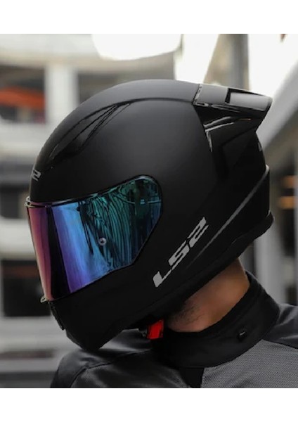 Rapıd 2 Race Mat Siyah Fullface Motosiklet Kaskı Gökkuşağı Camlı