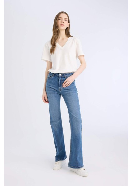 Mia Yüksek Bel Geniş Paça Jean Pantolon D6640AX25SP