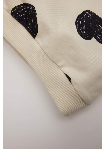 Kız Bebek Bisiklet Yaka Kalp Desenli Sweatshirt E0196A525SP