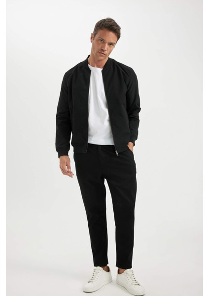 Slim Fit Bomber Mont Ceket Dar Kesim Kolej Yaka Fermuarlı Çift Cepli Mevsimlik Baharlık Hafif A3865AX25SP