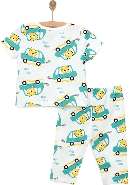 Erkek Kısa Kol Kaplan Desenli Bisiklet Yaka Pijama Takımı