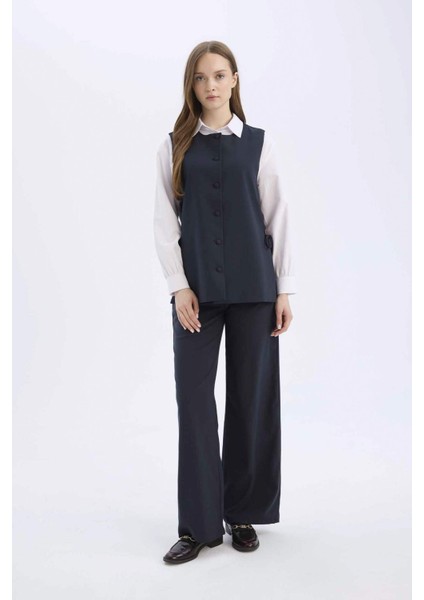 Wide Leg Geniş Paça Esnek Belli Bağcıklı Basic Düz Palazzo Pantolon C5628AX25SP