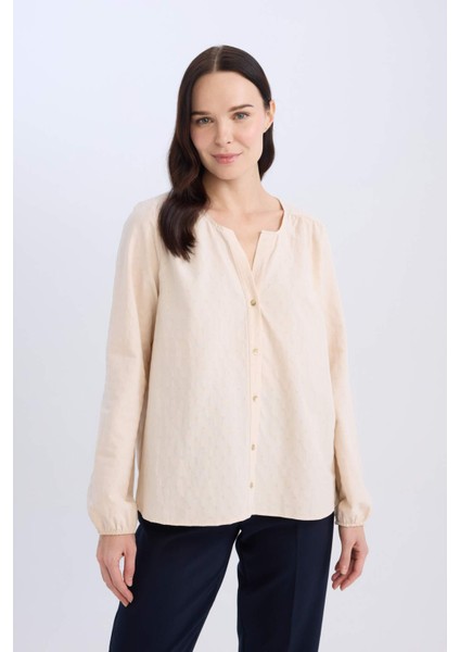 Regular Fit Apaş Yaka Uzun Kollu Gömlek E0783AX25SP