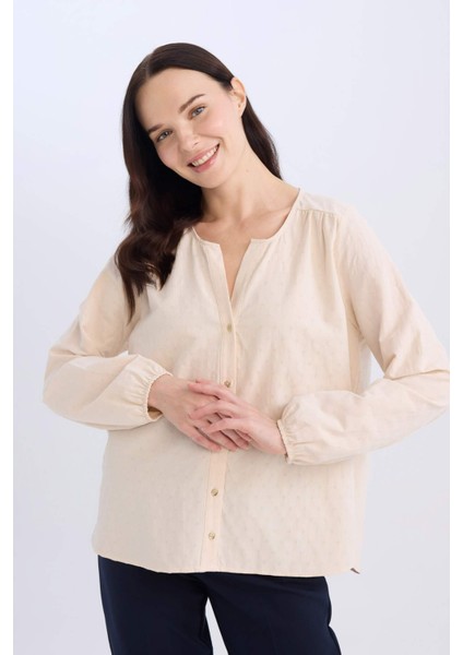 Regular Fit Apaş Yaka Uzun Kollu Gömlek E0783AX25SP