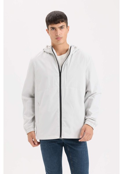 Regular Fit Kapüşonlu Pamuk Astarlı Fermuarlı Mevsimlik Baharlık Mont D7578AX25SP