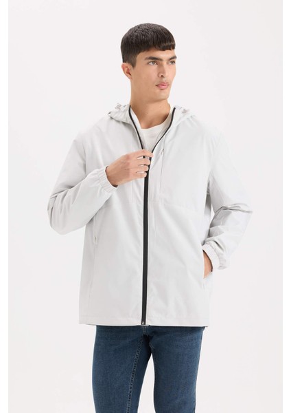Regular Fit Kapüşonlu Pamuk Astarlı Fermuarlı Mevsimlik Baharlık Mont D7578AX25SP
