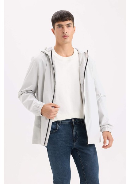 Regular Fit Kapüşonlu Pamuk Astarlı Fermuarlı Mevsimlik Baharlık Mont D7578AX25SP