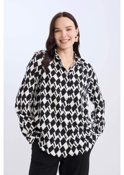 Regular Fit Desenli Uzun Kollu Gömlek D7229AX25SP