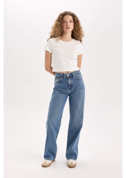 90's Wide Leg Yüksek Bel Geniş Paça Uzun Jean Pantolon D7961AX25SP fırsatları