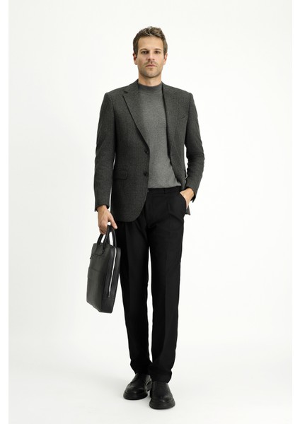 Slim Fit Dar Kesim Klasik Çizgili Pamuklu Örme Ceket