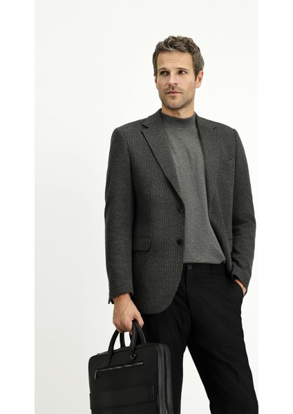 Slim Fit Dar Kesim Klasik Çizgili Pamuklu Örme Ceket fiyatları