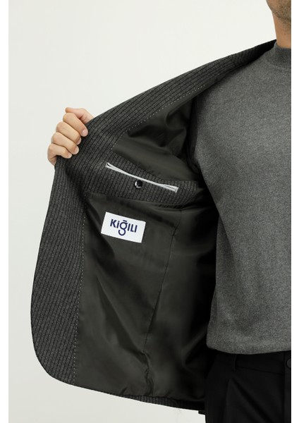 Slim Fit Dar Kesim Klasik Çizgili Pamuklu Örme Ceket indirimleri