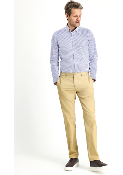 Regular Fit Likralı Kanvas / Chino Pantolon