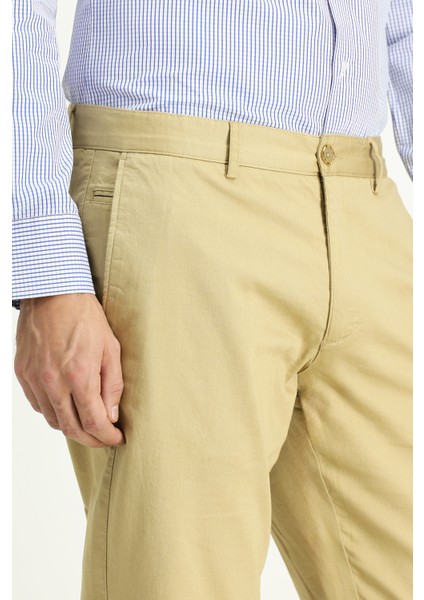 Regular Fit Likralı Kanvas / Chino Pantolon
