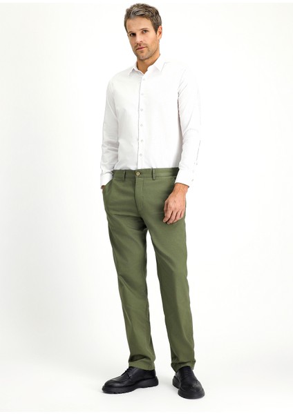 Regular Fit Likralı Kanvas / Chino Pantolon